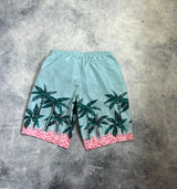 Palm angels blue palms row long swim shorts
