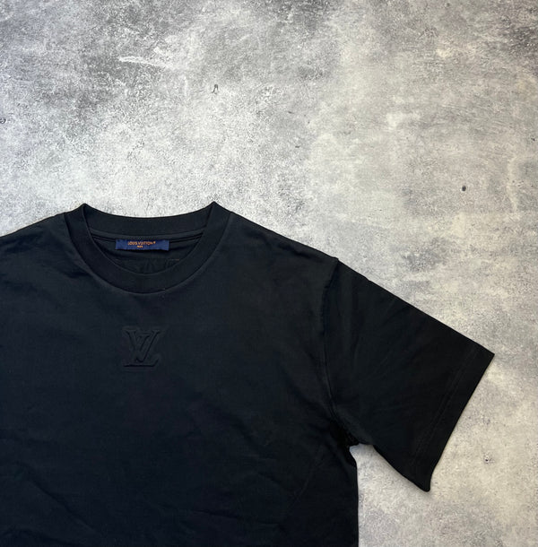 Louis Vuitton black embossed LV logo tee