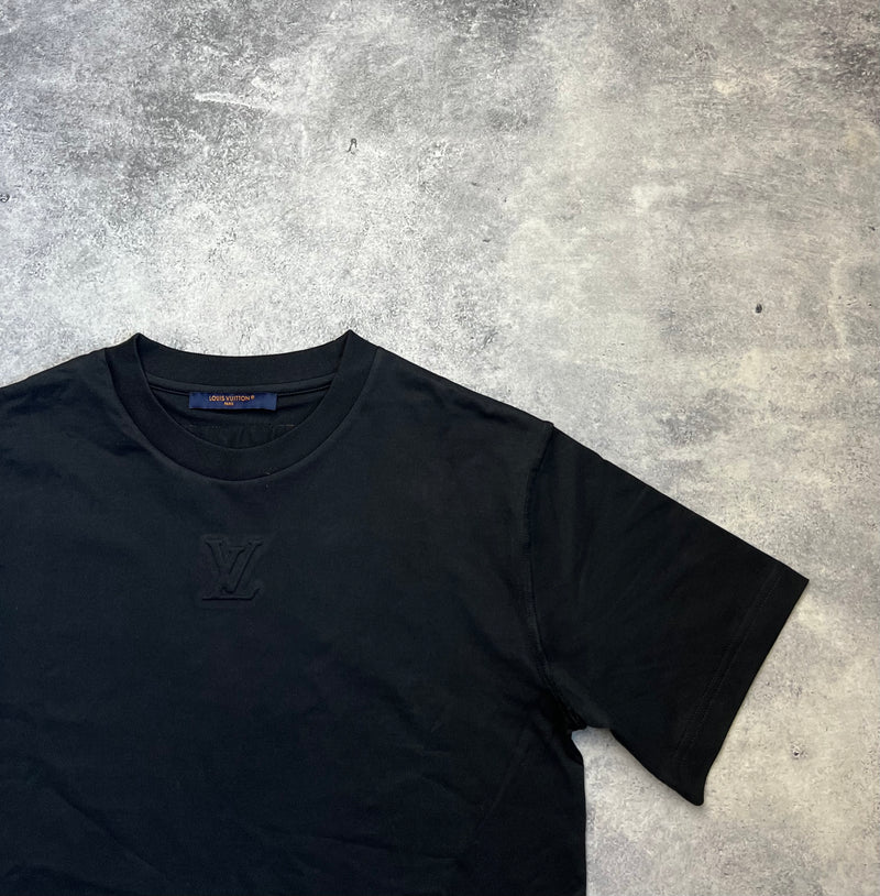 Louis Vuitton black embossed LV logo tee