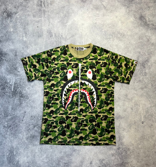 Bape green camo shark tee