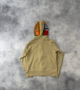 Bape beige shark full zip hoodie