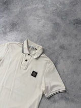 Stone island white polo shirt