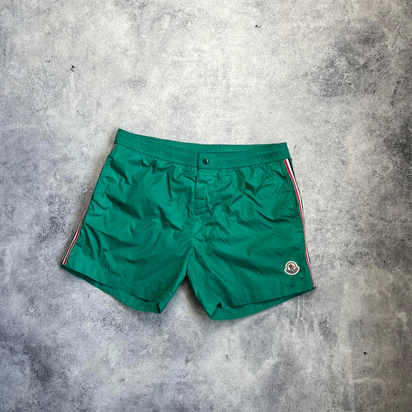 Moncler green swim shorts