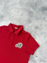 Moncler red double logo polo shirt