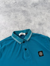 Stone island teal blue polo shirt