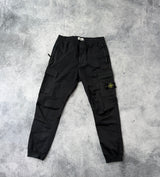 Stone Island AW22 black cuffed cargo trousers
