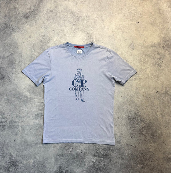 CP company logo print pastel blue tee