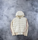 Moncler cream hooded down cardigan jacket