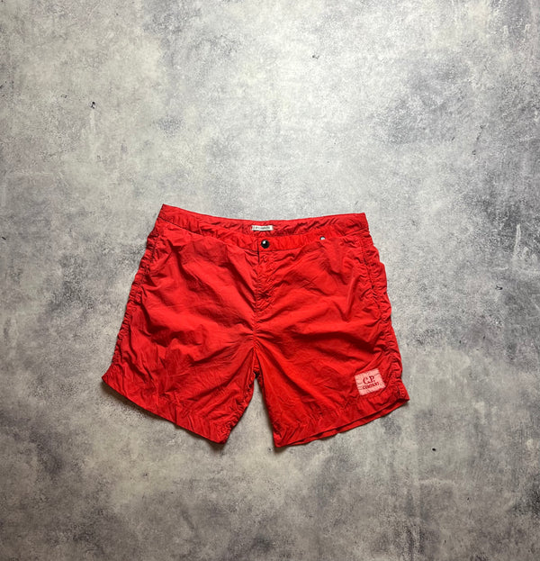 CP company red nylon swim shorts