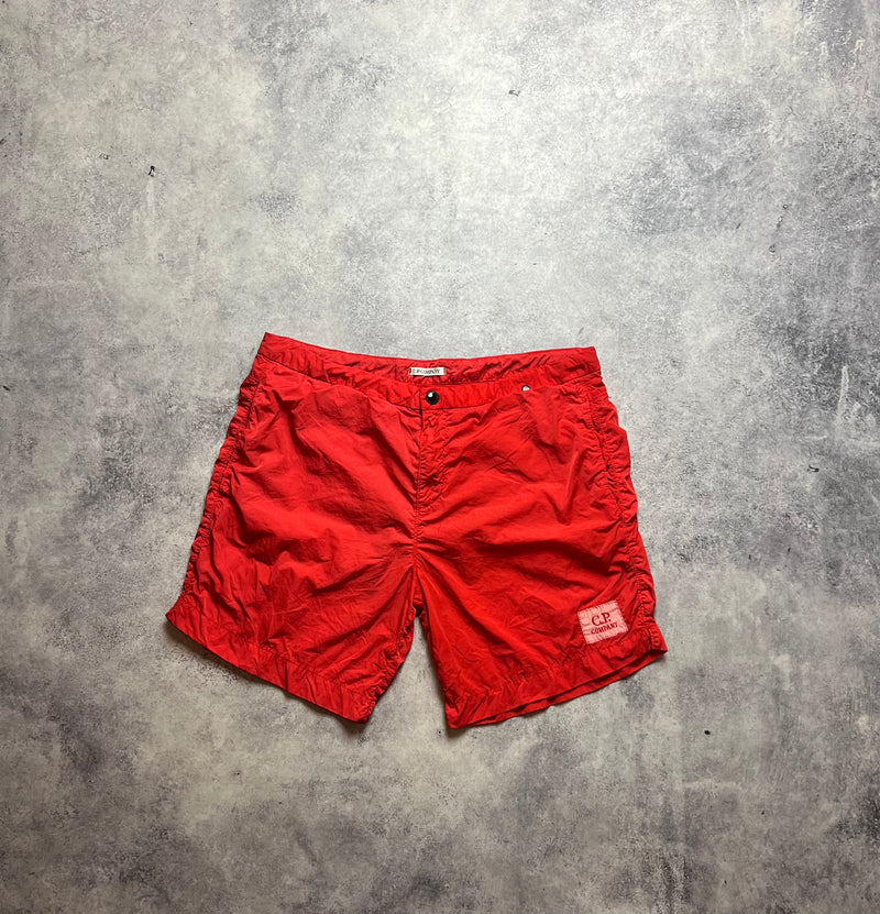 CP company red nylon swim shorts