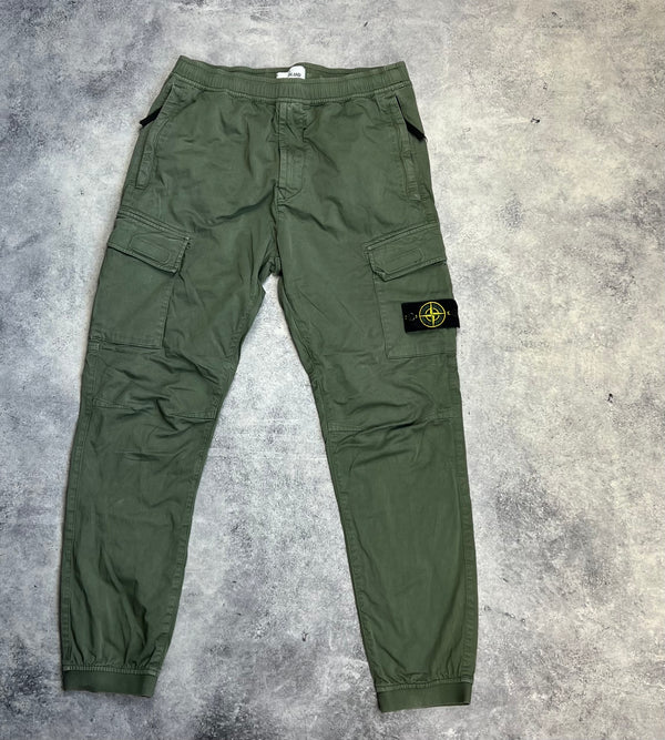 Stone island 2021 khaki cuffed cargo trousers