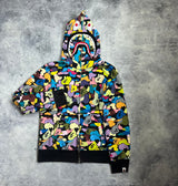 Bape multi camo shark full zip hoodie