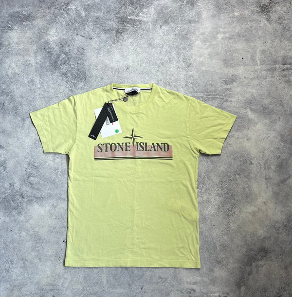 Stone island 2022 lime green graphic tee