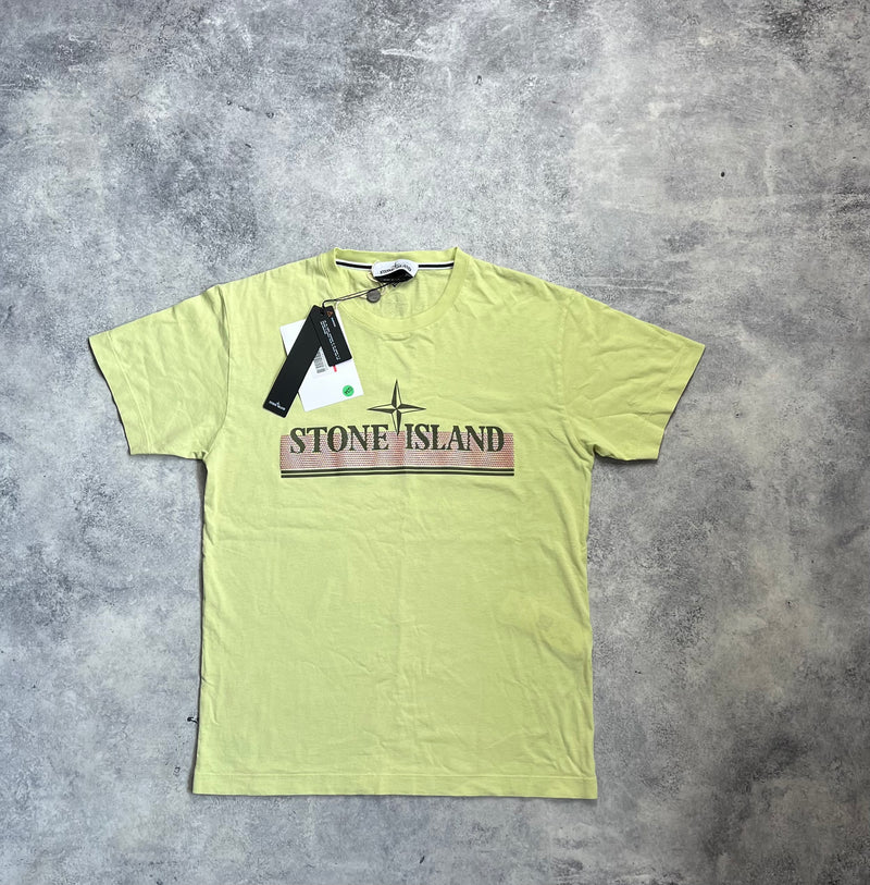 Stone island 2022 lime green graphic tee