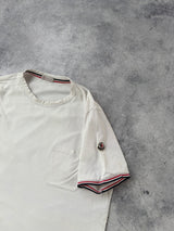 Moncler white pocket tee with arm logo