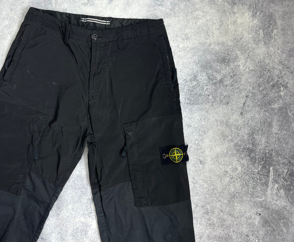 Stone island 2020 black resin & cotton cuffed cargo trousers