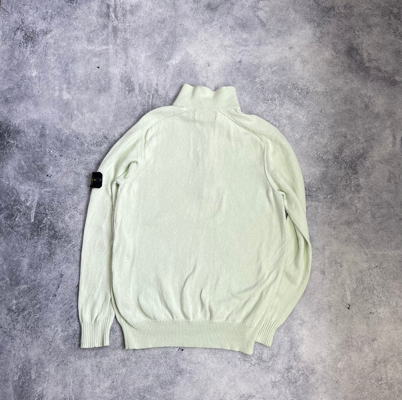 Stone island 2023 light green knit 1/4 zip jumper