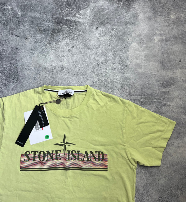 Stone island 2022 lime green graphic tee
