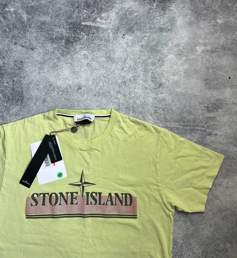 Stone island 2022 lime green graphic tee