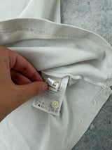 Moncler white & navy polo shirt with arm logo