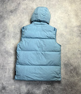 Stone island 2022 light blue crinkle reps NY down gilet with packable hood