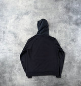 Prada navy nylon hood zip hoodie black badge