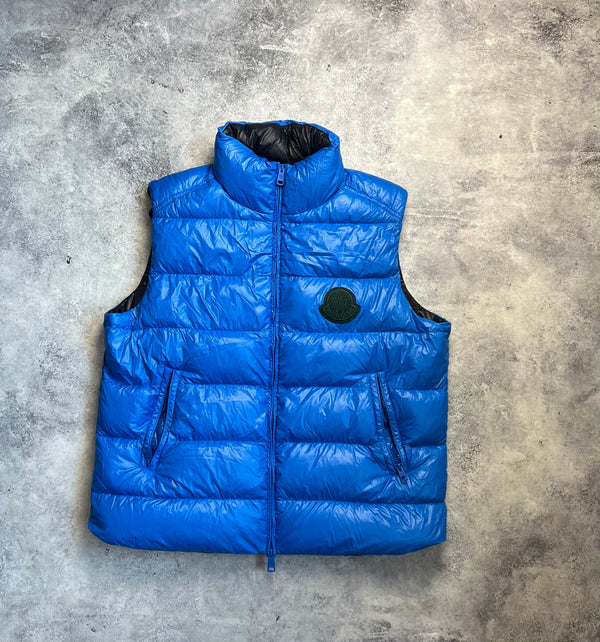 Moncler blue parke quilted shell gilet