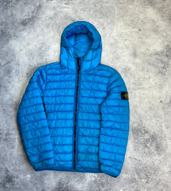 Stone island 2018 blue garment dyed micro yarn down jacket