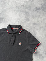 Moncler charcoal grey polo shirt