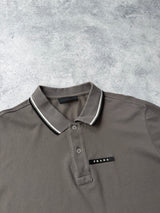 Prada grey polo shirt black badge