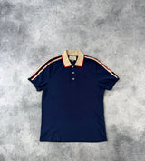 Gucci navy blue stripe polo shirt