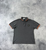 Stone island SS19 grey & orange trim polo shirt