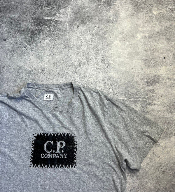 CP company grey block logo tee