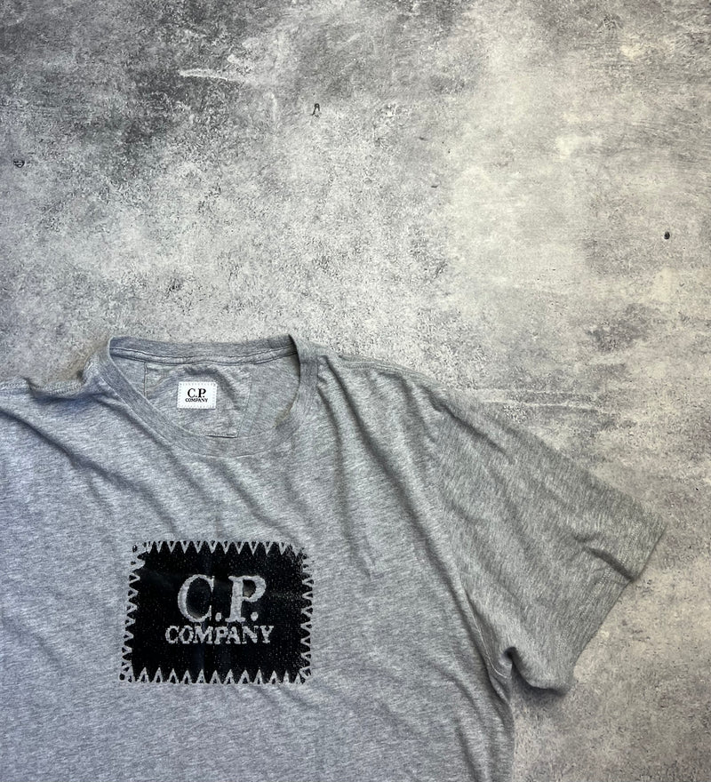 CP company grey block logo tee