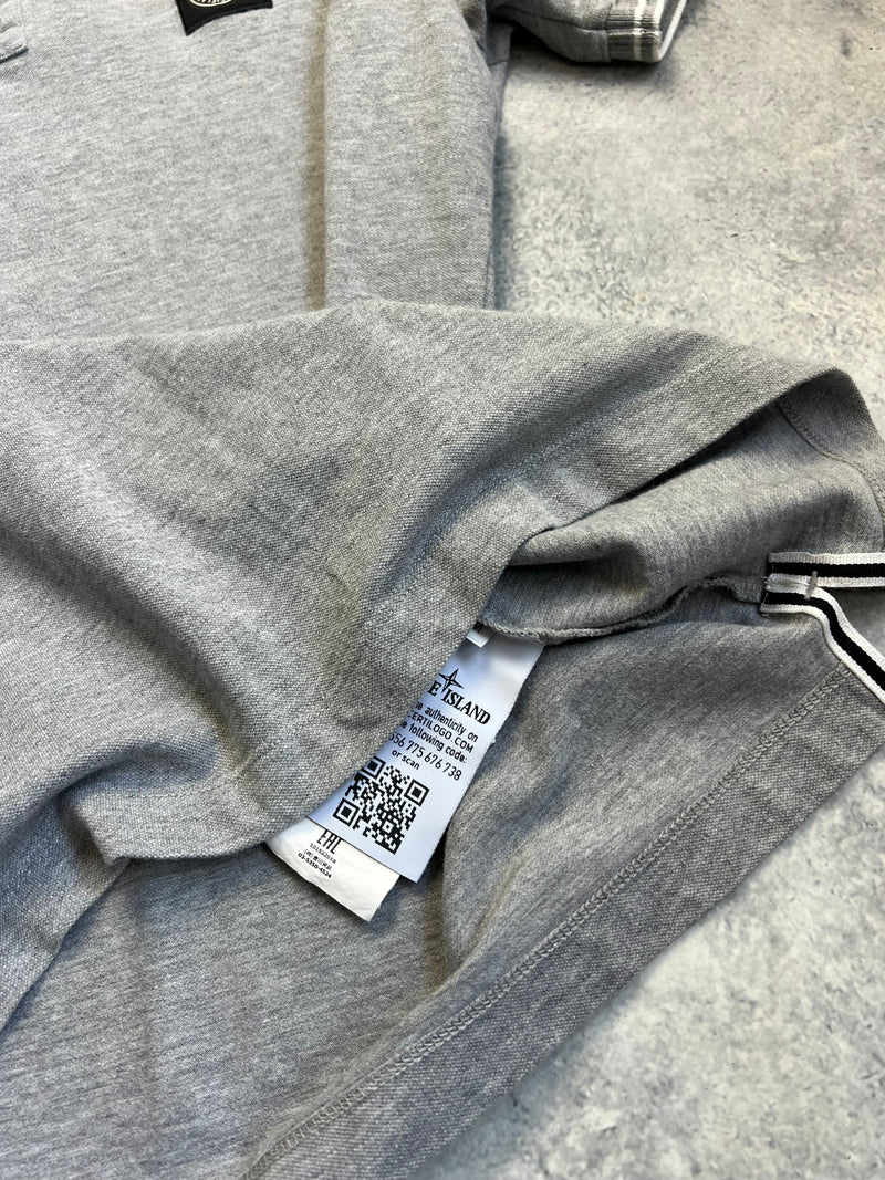 Stone island grey polo shirt