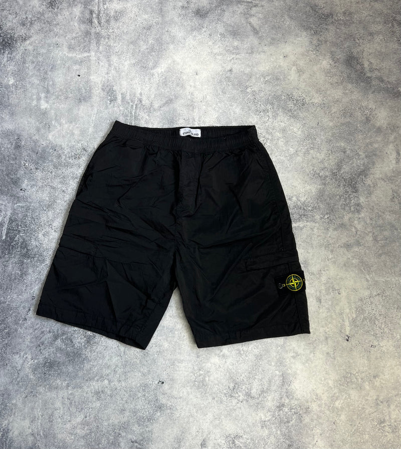 Stone island 2022 black nylon metal cargo shorts