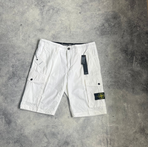 Stone island 2021 white cargo shorts