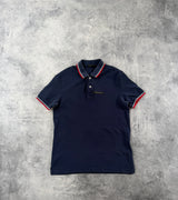 Prada navy polo shirt black badge