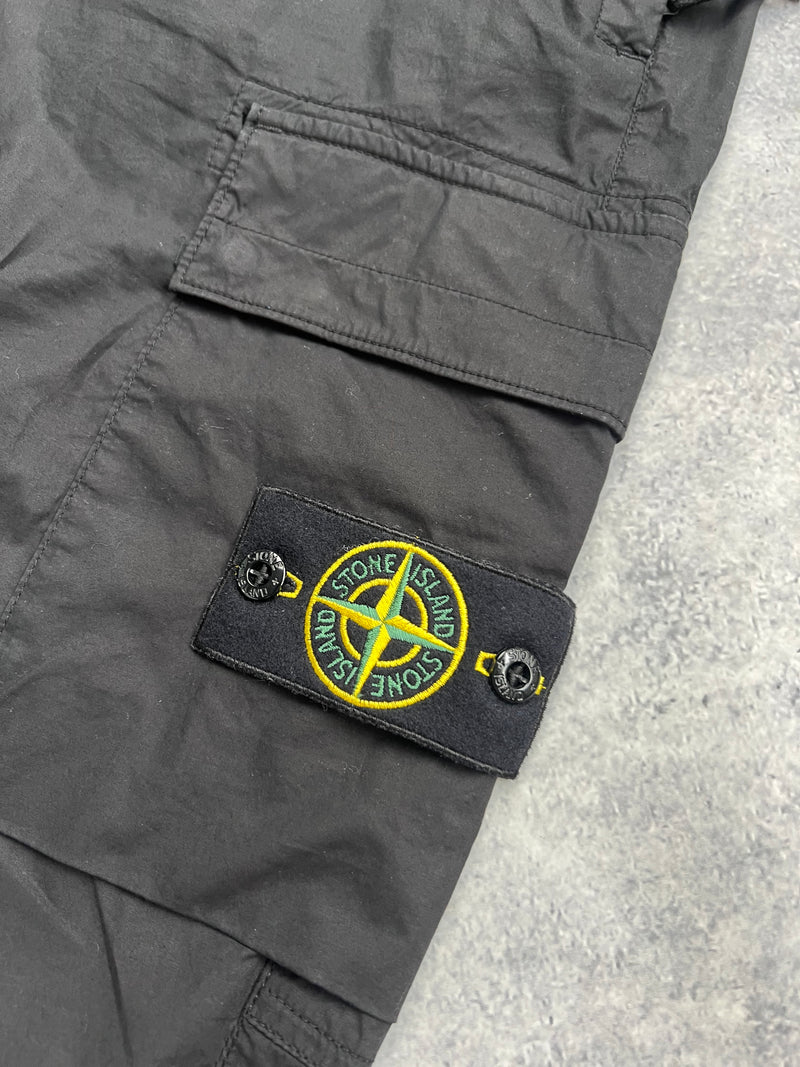 Stone island black cuffed cargo trousers