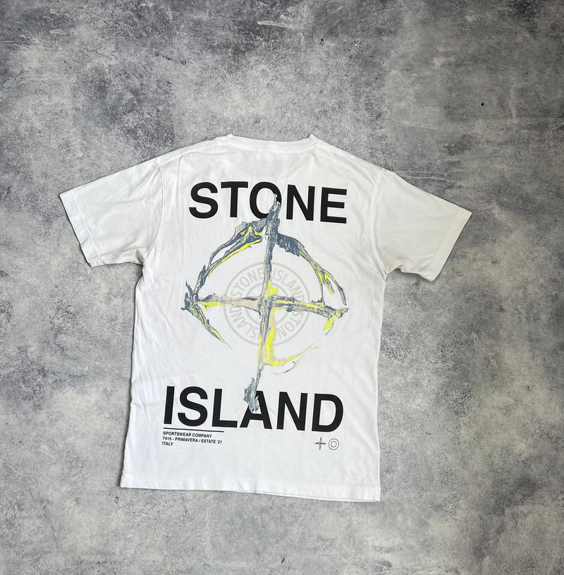 Stone island 2021 white graphic tee