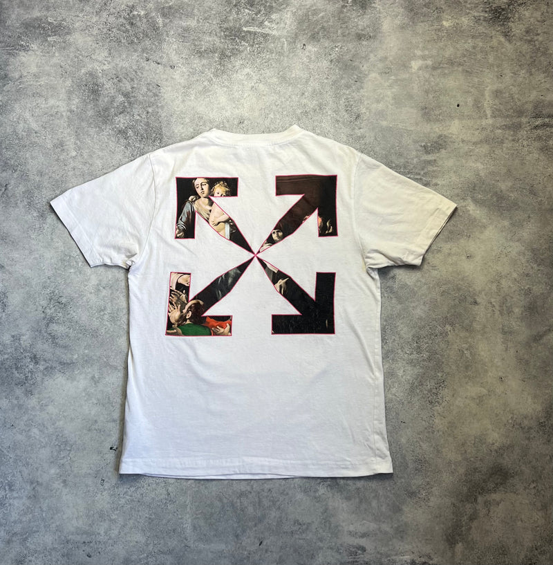 Off-white sprayed Caravaggio painting white tee