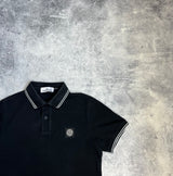 Stone island black polo shirt