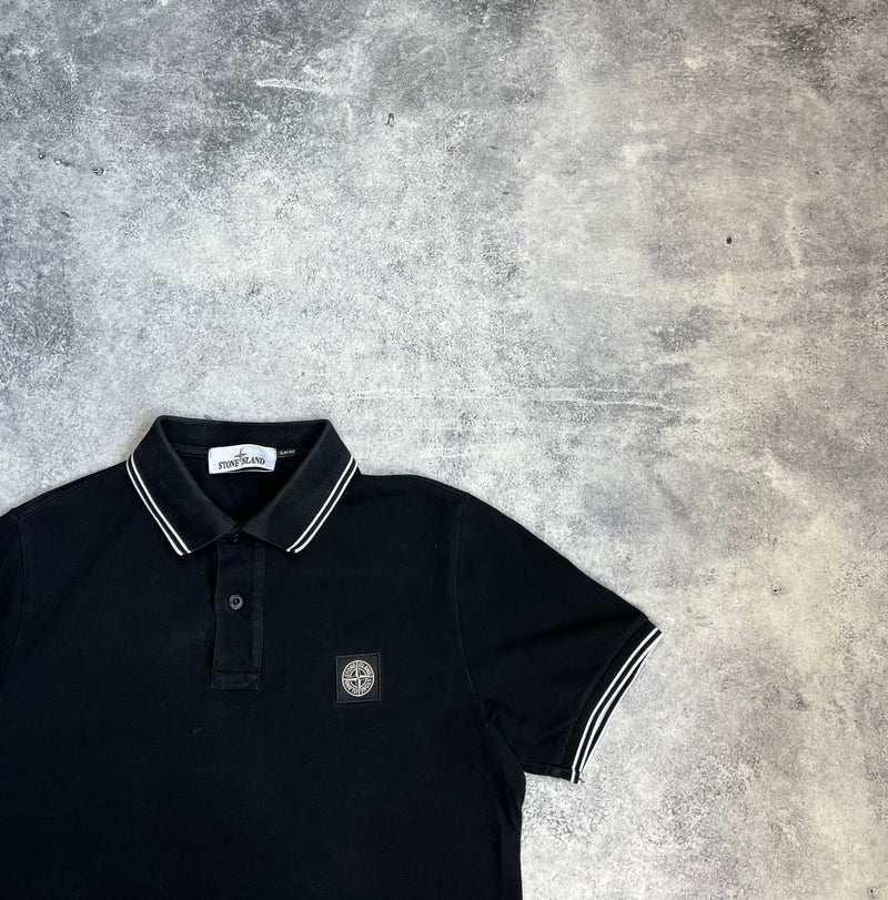 Stone island black polo shirt