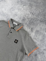 Stone island grey & orange trim polo shirt