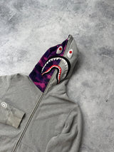 Bape grey & purple camo full zip hoodie