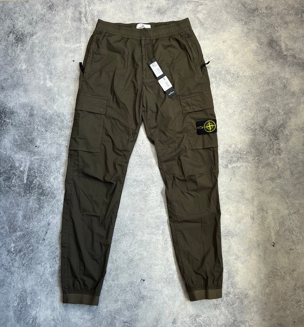 Stone island military green cuffed cargo trousers