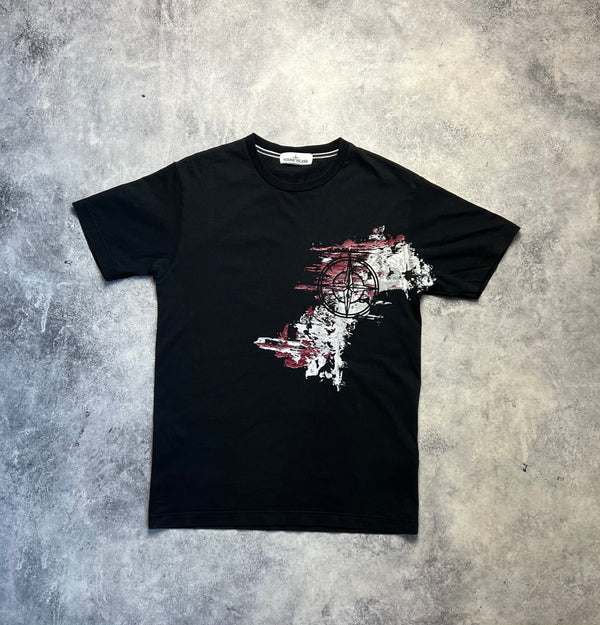 Stone island 2020 black paint stroke graphic tee