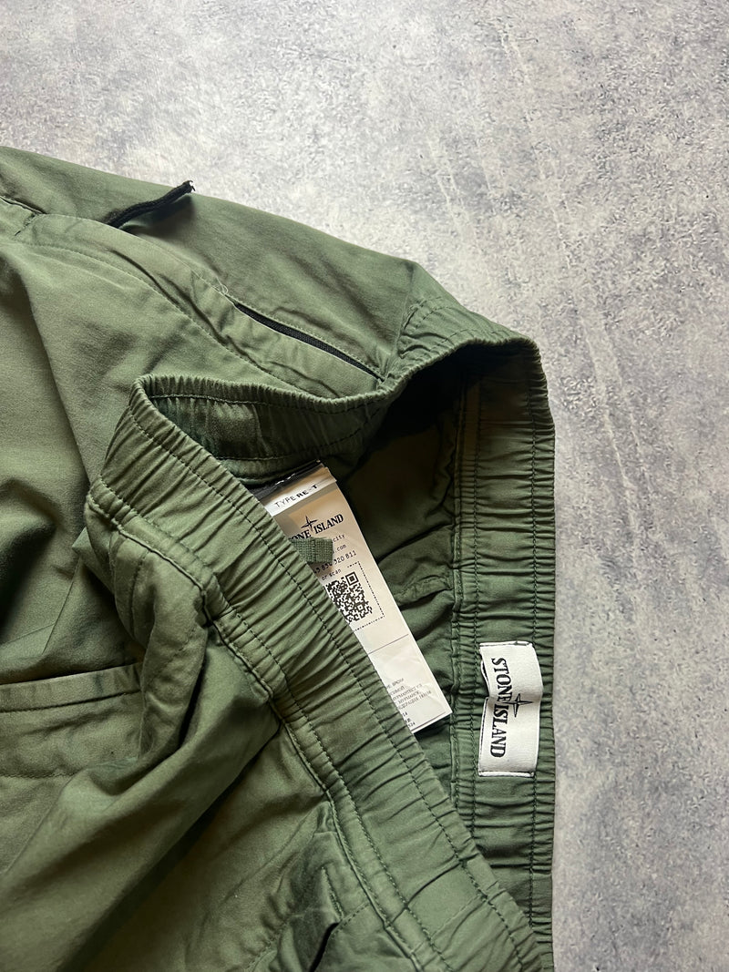 Stone island khaki cuffed cargo trousers