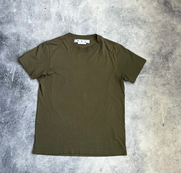 Off-white diagonal tab army green tee