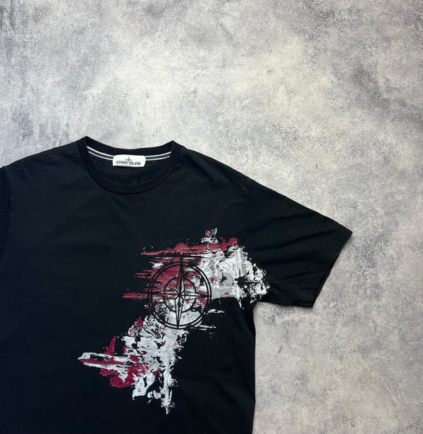 Stone island 2020 black paint stroke graphic tee